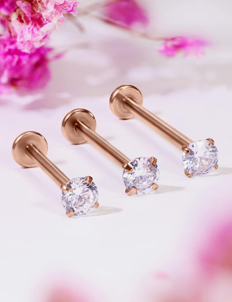 Amazon.com: Kridzisw 16G Gold Cheek Piercing Jewelry 316L